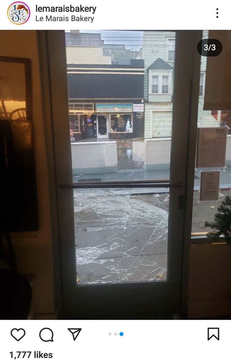 Incensed to learn that one of my favorite local San Francisco bakeries <a href="/LeMaraisBakery/">Le Marais Bakery</a> had their Castro shop ransacked last night

I've been warning for yrs now about the increasingly lax approach to criminal enforcement in SF. These are the unsurprising results. Wake up leaders!