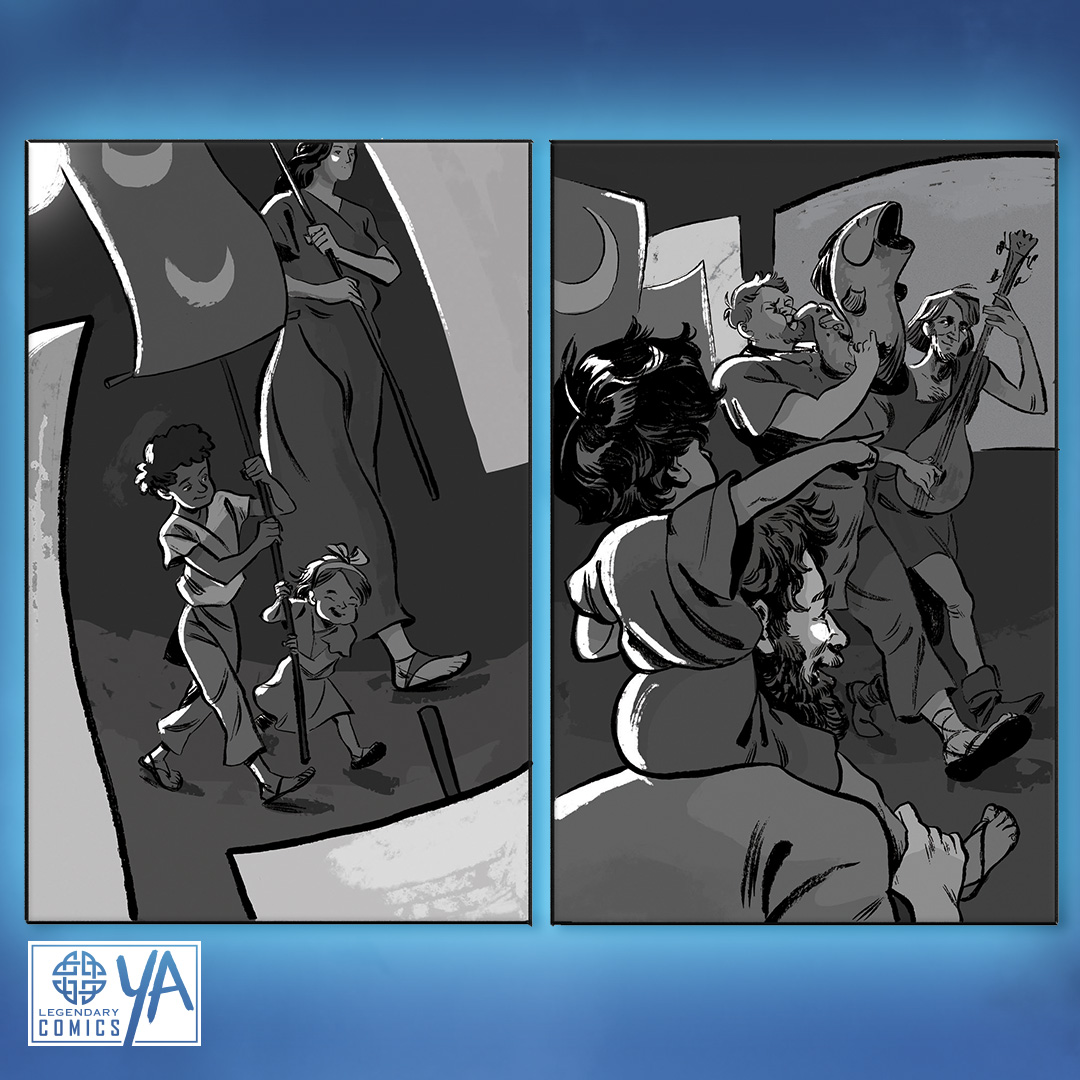 LegComicsYA's tweet photo. On page 2 of #LUPINA BOOK ONE: WAX, we see more of the Black Moon Eve Festival and the happy people of Kote! But... how long is this happiness going to last? #webcomic #comic #comicbook #graphicnovel #booktwt #BookTwitter #BookLover @chuckspear @lgions #libuszka https://t.co/2lozTXFSBz