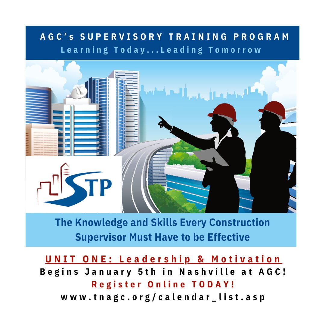 AGCMiddleTN's tweet photo. New Year, New Skills! 6 seats left for Unit 1. This course is for anyone from the new supervisor &amp; foreman to the experienced superintendent. Registration closes Jan 3. Learn more &amp; register at https://t.co/H1RPIZK3db
#construction #constructioneducation #superintendant #foreman https://t.co/2mbpC3QwTF