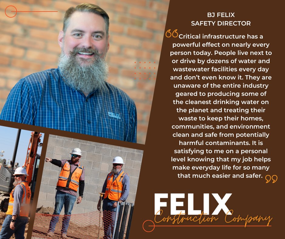 FelixConCo's tweet photo. What's your Why? BJ Felix takes great satisfaction in knowing he works for a family-oriented company that is dedicated to providing safe, clean water to Arizonans.  

#Felix #FelixCareers https://t.co/9TBNt7XV9v