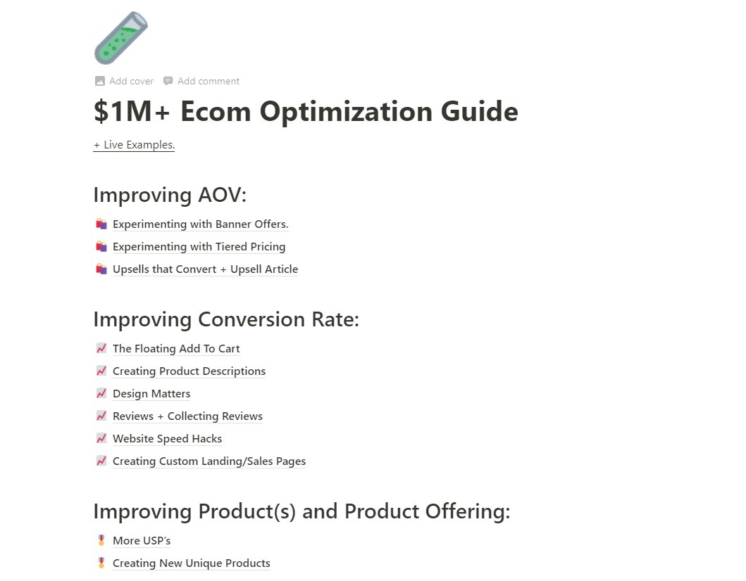 This mini course has made my clients over $1,000,000 in sales in 2022 and it’s yours for free.

The Ultimate Guide to E-commerce conversions and website optimization.

Like + RT this tweet and I’ll auto-dm it to you.

(must be following)