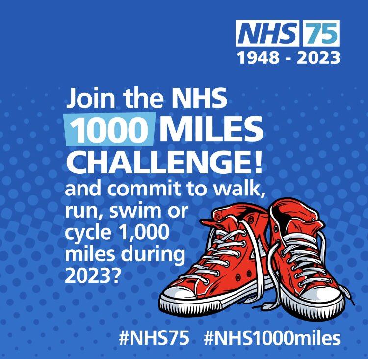 KathEvans2's tweet photo. What’s #NHS1000miles all about? 🤔
1. Commit to being a bit more active than you usually are in 2023 for #NHS75
2. All activities can count: Walk, Run, Cycle or Swim
3. You can just be a purest & count running miles or mix it up 😉 https://t.co/h7sQwizOPi