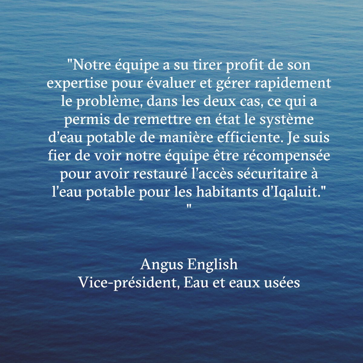 WSPCanada's tweet photo. Félicitations aux membres de notre équipe Eau au #Manitoba qui ont reçu un prix Global Best Projects Awards de l’ENR pour avoir aidé la ville d’#Iqaluit à résoudre sa crise de l’eau en 2021.  https://t.co/FJ6TxiBrFo
#ProjetsWSP #ENRGBP https://t.co/9KCxCgqCaK