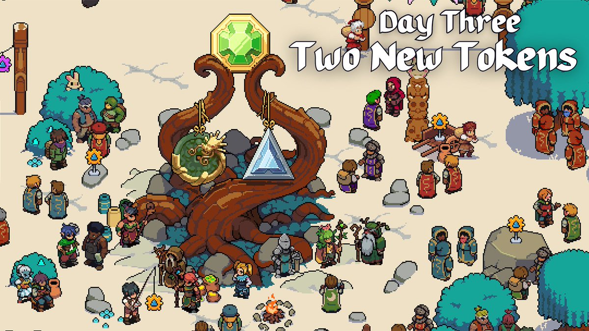 DeFiKingdoms's tweet photo. On this third day of DFK.... we're celebrating the two new tokens this year, bringing us up to three! We're making this one easy for you, so to enter today's giveaway of $JEWEL just make a comment here about which token design is your favorite! #12DaysofDFK https://t.co/fTRDYmGPkS
