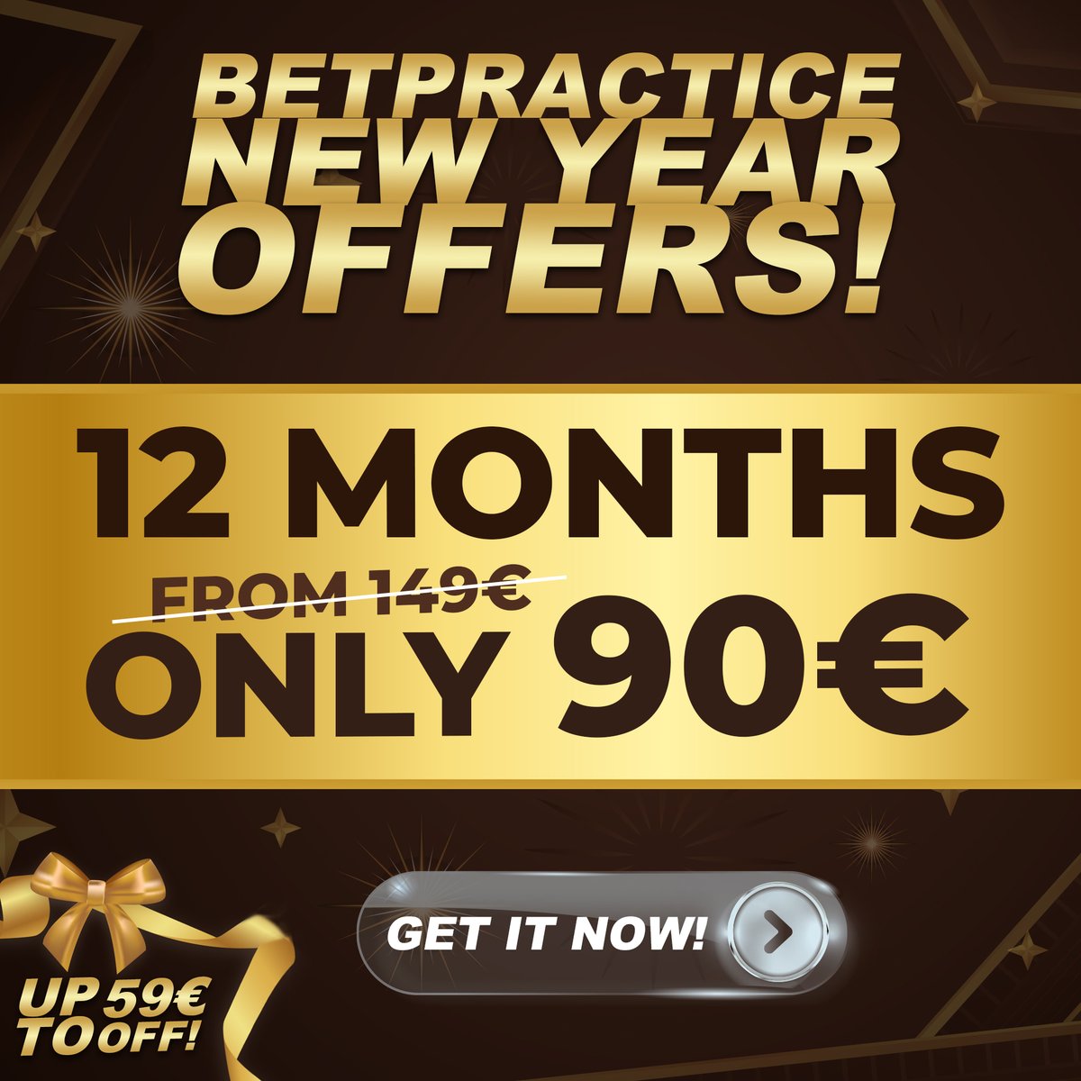 🎁 Prepare your Celebrations!
12 Month Subscription   1̶4̶9̶€̶ ONLY 90€ ‼️
Get It Now! 👉🏻 subscribe.betpractice.com/?lang=en