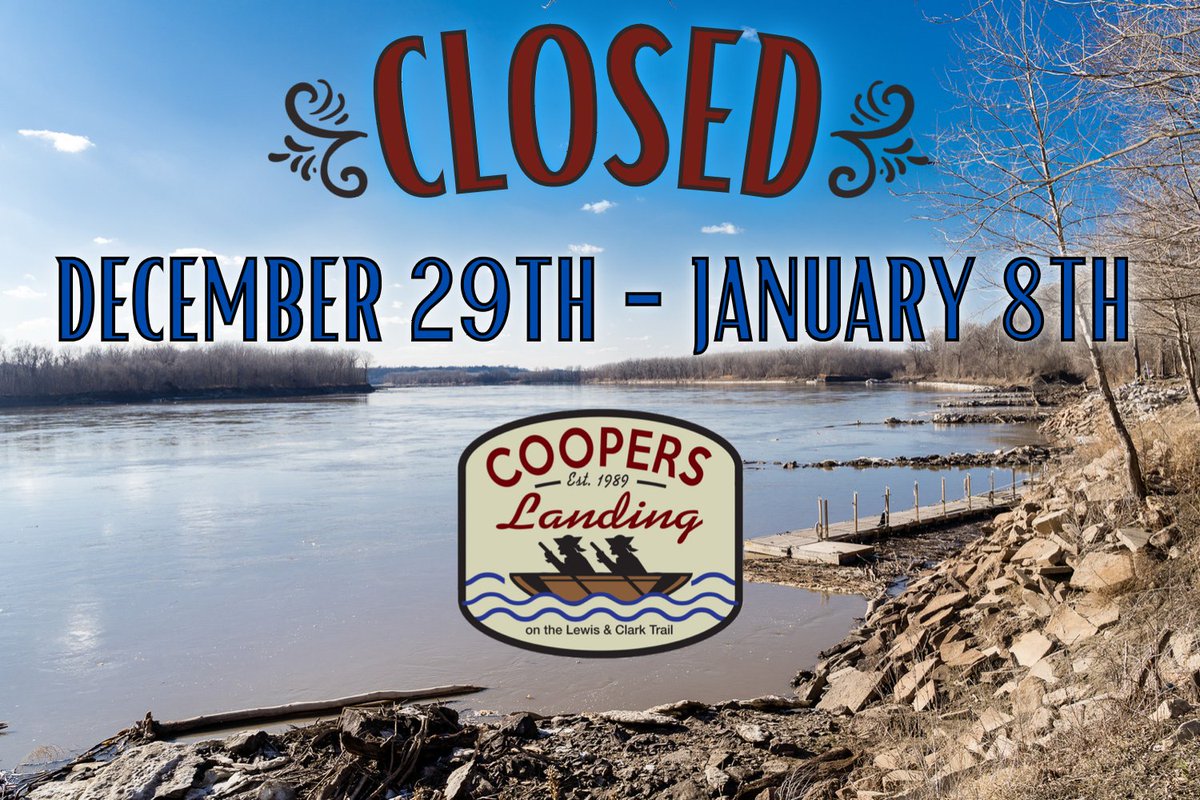 cooperslanding_'s tweet image. Hey folks! Just as a heads up, we will be closed from 12/29-1/8. Thank you for an amazing 2022 and we can't wait to party with you in 2023!

#cooperslandingmo #updatedhours #seeyounextyear