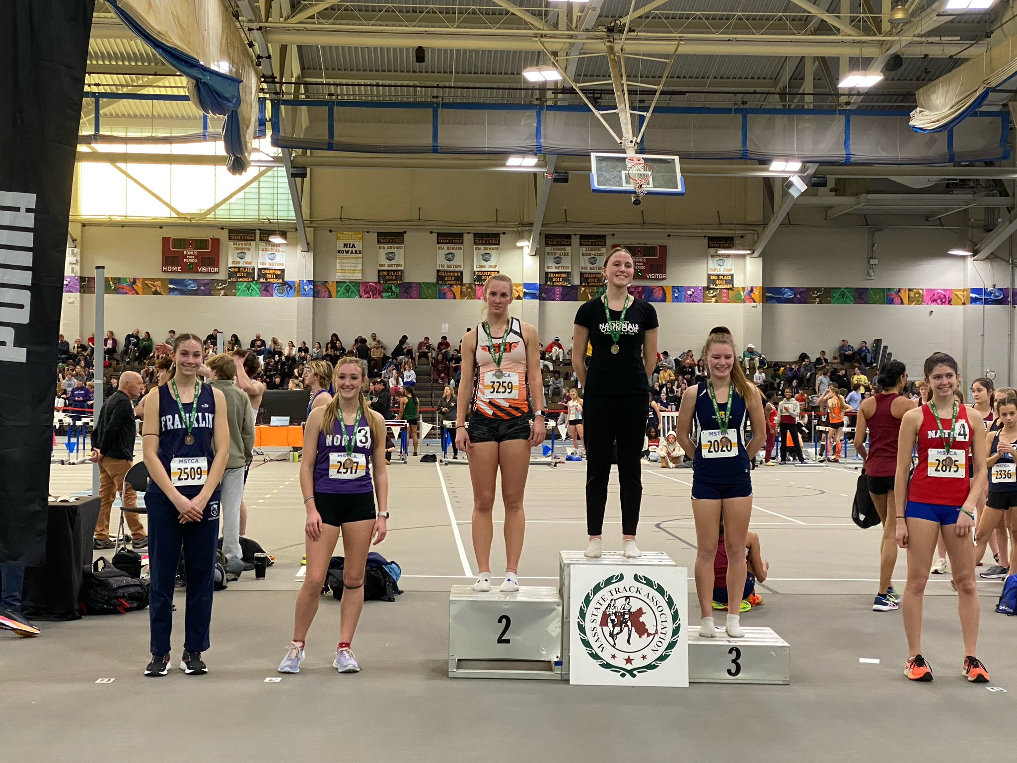 Congrats to Sarah Dumas for taking first place over all in the pentathlon w/ 3133 points. Ella Chandaria also earned 6th place with 2253 points. Awesome job!!!