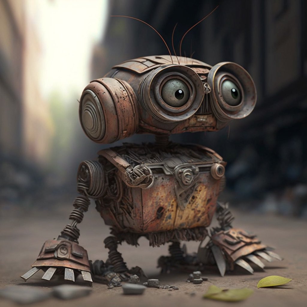 CiC010's tweet photo. Not friday but I’m in love. If Mater and Wall-e had a love child :D #aiart #midjourney #midjourneyV4 #Robots #illcallhimUrkle https://t.co/ilmhwVrehm
