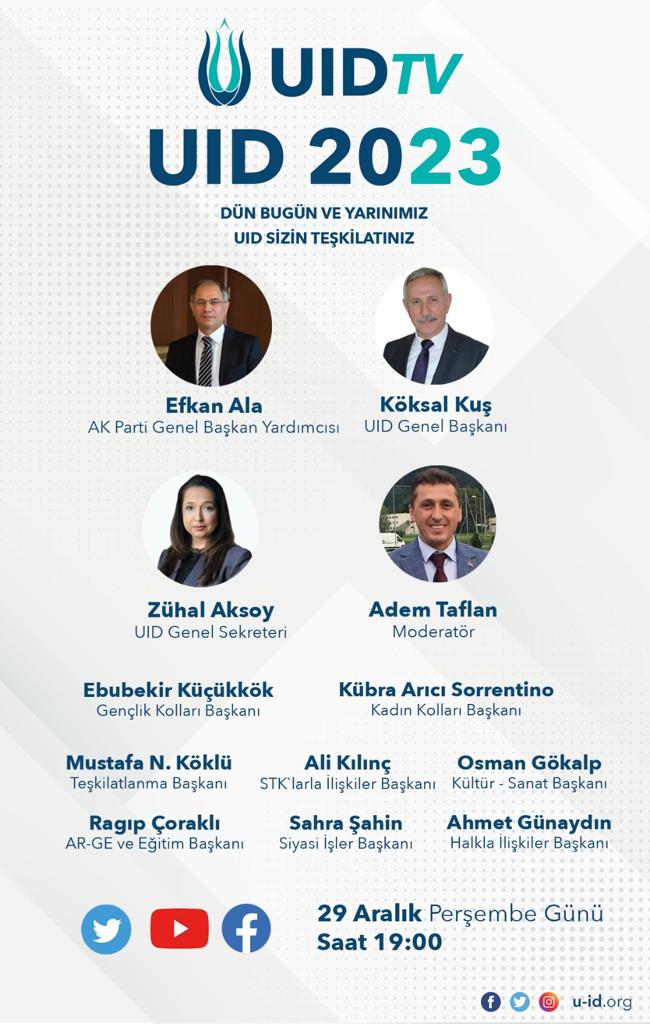 U_I_D's tweet photo. Perşembe günü saat 19:00 da @ademtaflan55’ın moderatörlüğünde UID TV’de canlı yayında,Ak Parti Dışilişkilerden Sorumlu Genel Bşk Yrd. Sn.@efkanala,Genel Başkanımız @KoksalKus1 ve Birim başkanlarımız konuğumuz olacak.
Avrupalı Türklere dair herşeyi konuşacağız
Sizleri de bekleriz https://t.co/0r01wJb4VQ