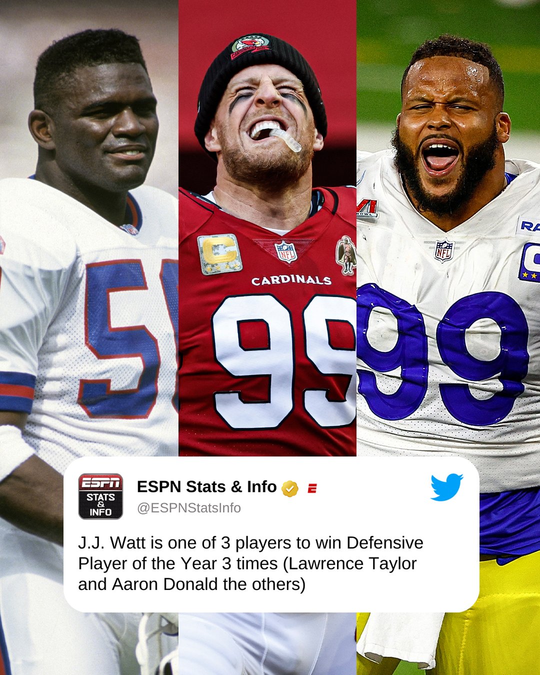 NFL on ESPN on X: 'J.J. Watt will go down as one of the best to ever do it  