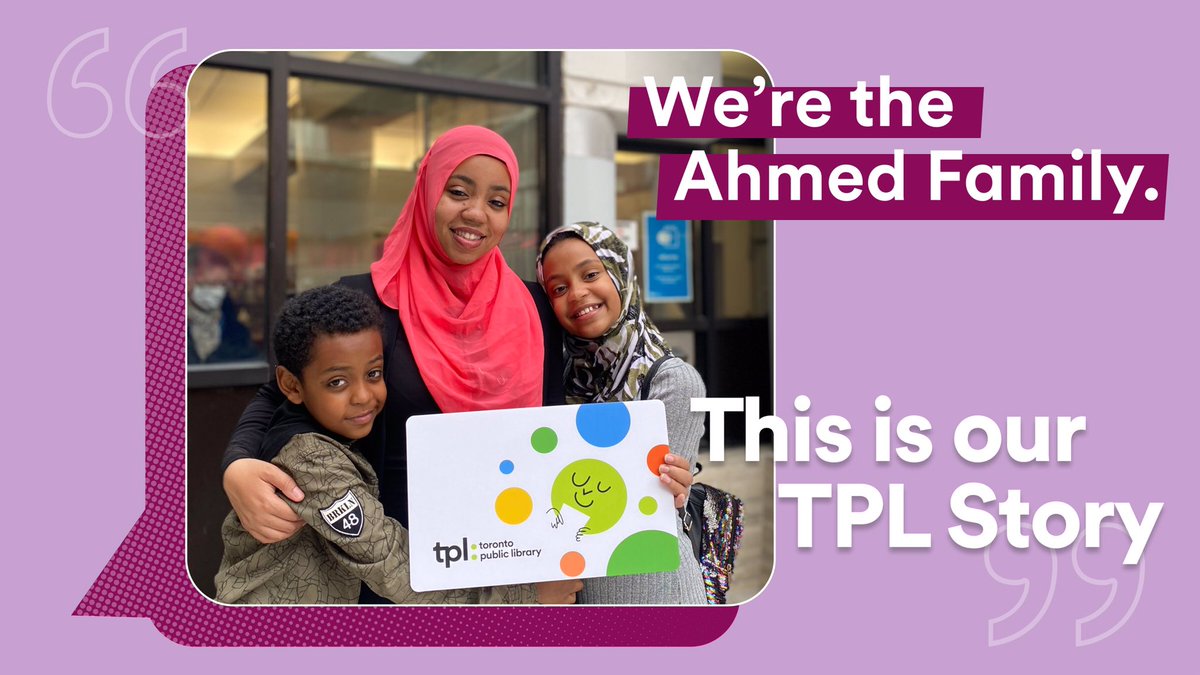 The Ahmed family shared what TPL means to them.👇

"I’m thankful for what the library means to my kids. I feel at peace knowing that whenever we are there, my son and daughter have a sense of belonging. In a world that can be pretty exclusionary, that means everything to us.”

💙