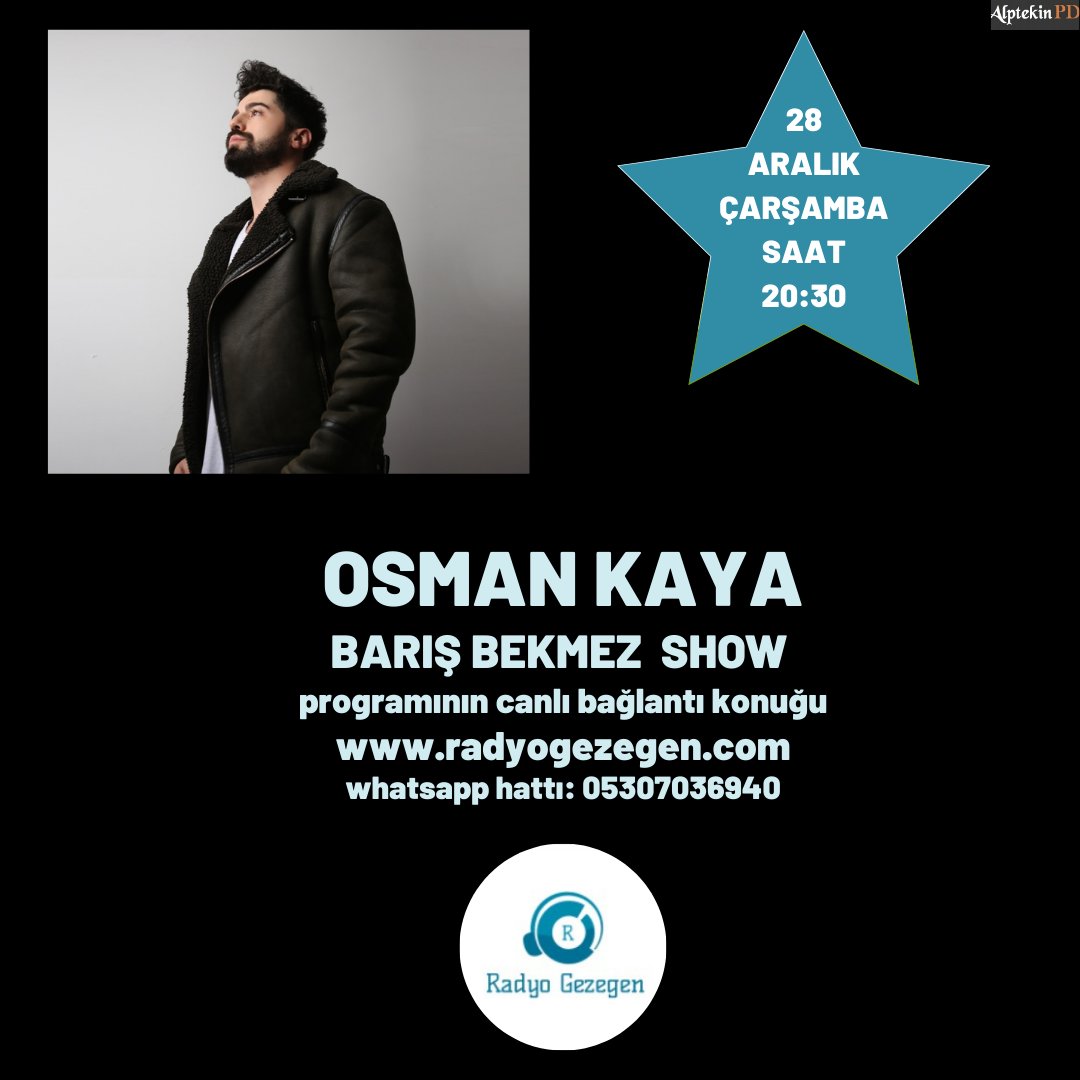 Osman Kaya 28 Aralık Çarşamba Günü Saat 20:30'da Radyo Gezegen Barış Bekmez Show Programının Canlı Telefon Bağlantı Konuğu Olacak Sakın Kaçırmayın... #osmankayamusic_ #radiogezegen #barisbekmezofficial <a href="/cenkleyoklama/">Cenk ALPTEKİN</a>