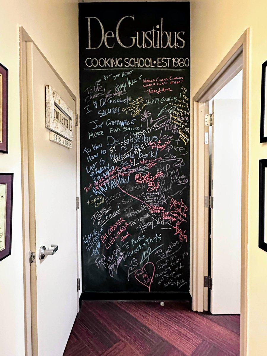Pictured: Visiting chefs leave their mark on the De Gustibus chalkboard every season. Here's how it looks at the end of fall 2022.