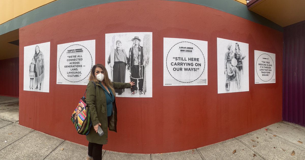 MultCoHealth's tweet photo. Last week we visited 3 art installations outside the Northeast Health Center. Portraits of Indigenous Portlanders from #WeAreTheLand, photos of Black elders by Richard Brown, and an African-themed mural by Adriene Cruz. @indigenaio @blackportlander @multco @oregonmetro https://t.co/eOVqn4Z3Av