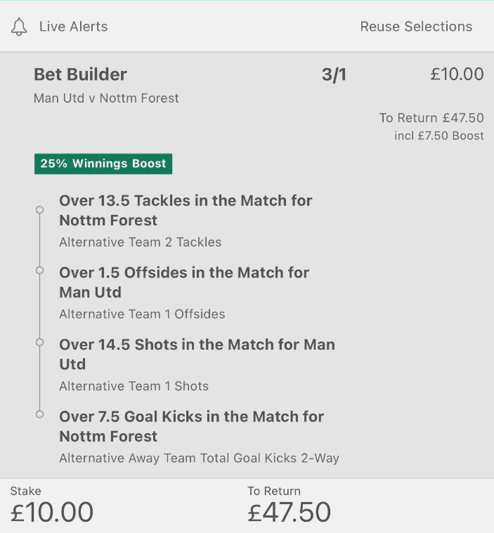 ValueBetSpotter's tweet photo. 💰 £10 returns £47.50!

With @GoatPrediction.

Nottingham Forest tackles: 21, 16, 18, 23, 19, 14, 15, 14, 15

Man United offsides: 3, 2, 8, 3, 2, 1, 1, 3, 4, 2

Forest concede an average of 18.3 in away games.

Forest concede 9.8 away goal kicks.

LIKE ❤️ if you're on this bet! https://t.co/fB7RLCwKXx
