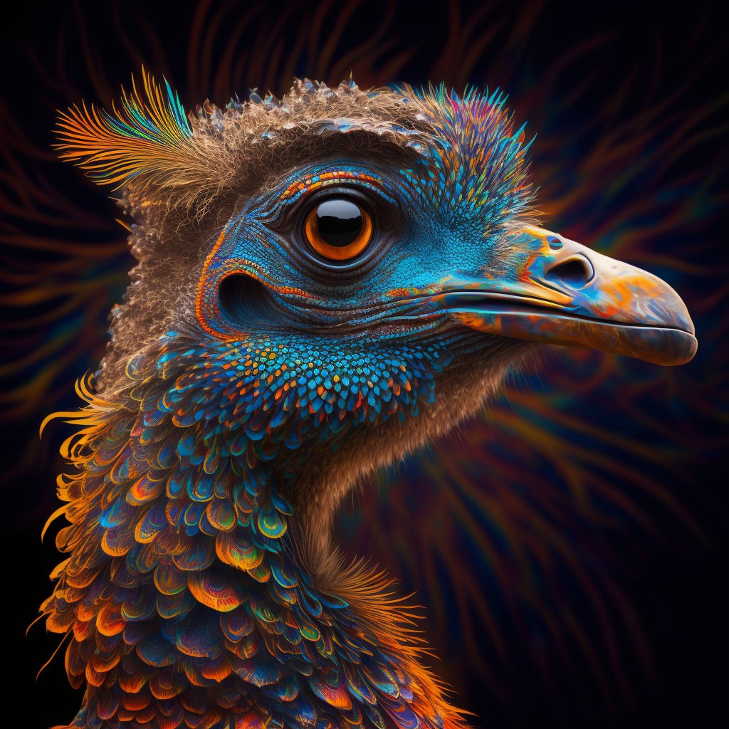 MakDulac's tweet photo. Psychedelic emu loves you 💕

@midjourney 
#AIart #psychedelicart https://t.co/SXztHMJfb4