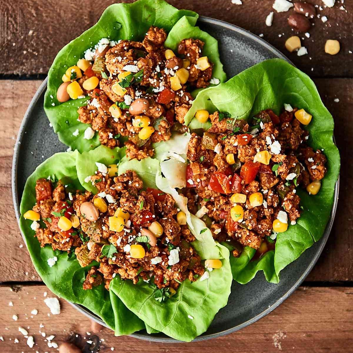 Ground Turkey Lettuce Tacos Turkey Tacos are loaded with extra lean ground turkey, onion, bell peppers, and spices. These are great if you're looking for something high in protein but also low in calories🌮. 👇 plainvillefarms.com/ground-turkey-…