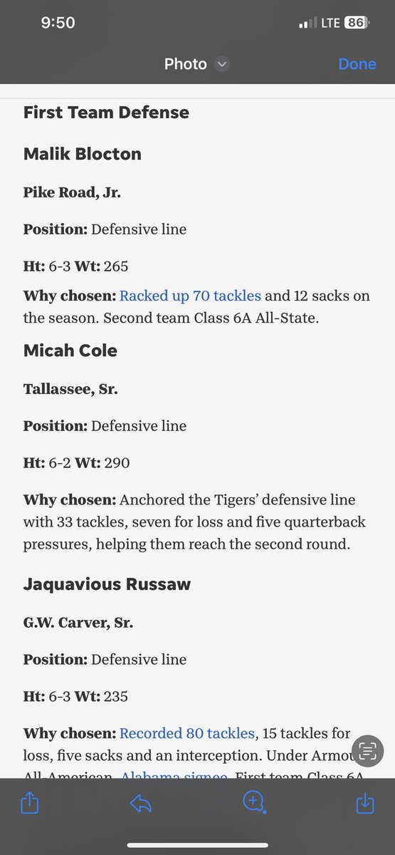 First team defense as Defensive Lineman <a href="/MGMAdvertiser/">MontgomeryAdvertiser</a> <a href="/Jacob_Shames/">Jacob Shames</a> <a href="/thsfootball13/">mike battles</a> <a href="/JustinEllis22/">Justin Ellis</a> #uncommitted #underradar Micah Cole 
Tallassee High School  (AL)
3.8 GPA ACT 19 C/O ‘23
OL/ DL  6’2 285
+1 (334) 415-2550
hudl.com/v/2JuDRp