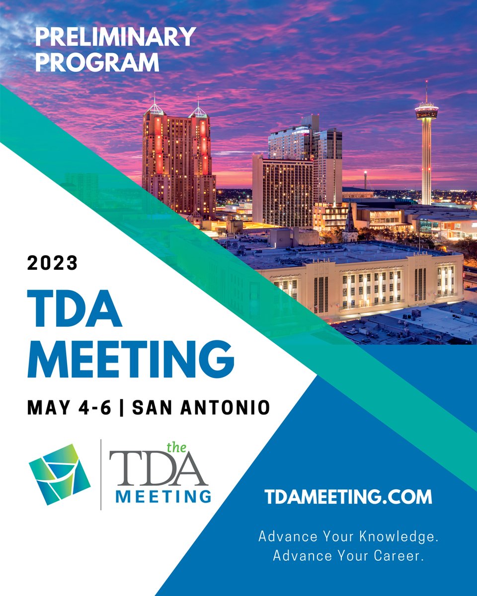 Get a Sneak Peek at the 2023 Preliminary Program and start planning your TDA Meeting schedule. We've just uploaded the PDF version of the Preliminary Program along with the Program At-a-Glance pages. View or download them by typing into your browser: bit.ly/TDA-Mtg-2023-P…
