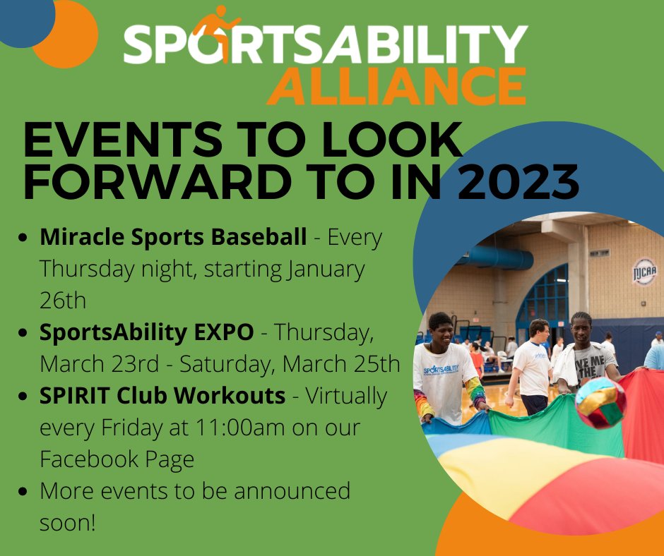 SportsabilityA's tweet photo. Wondering what's coming from the SportsAbility Alliance in 2023? Well here is a short list on some of the events we are doing!๐ฅ Stay tuned over the next month as we will be announcing new events! #sportsability #expo #miraclesports #SPIRITClub #livewithpurpose https://t.co/ITndCwlXZD