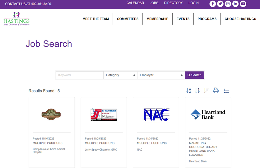 Are You Hiring?

Post your open jobs on the Chamber's job board. The posted jobs will appear on the Chamber website and in our job packets.

Check out the current job openings here>>> business.hastingschamber.com/jobs/