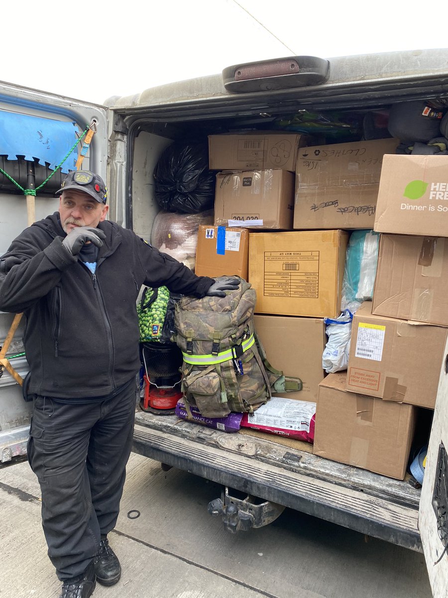 Vans loaded with aid and ready for the long drive to Ukraine. If you want to support us, please visit justgiving.com/crowdfunding/u…