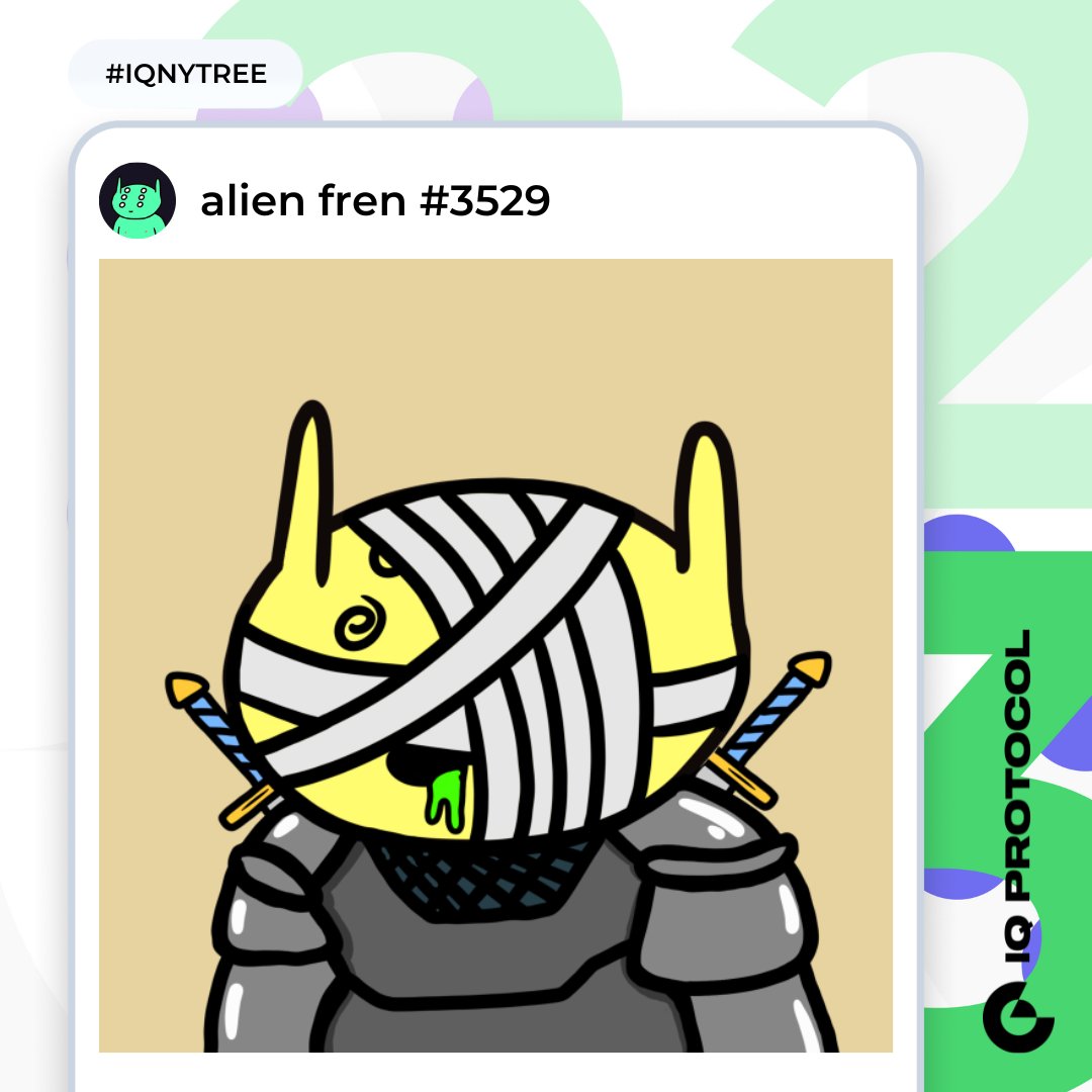 2023 is filled with new beginnings with #IQNYTree…🎉
 
One of them will be the new home of @AlienFrens #3529 #NFT with our last #giveaway of the year!🎁
 
To join 👇
 
1️⃣RT + Follow @IQlabs_official @AlienFrens
2️⃣Reply: #IQNYTree 🥂 + Tag 3 frens
 
⏰ Dec 31, 11:59PM UTC