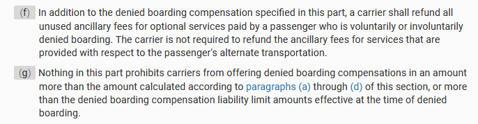 NoirTheSable's tweet photo. @bluecentric For anyone curious, the citation is 14 CFR § 250.5. It's actually AT LEAST $1,550 (or 4x one-way) and it applies if the airline can't find y'all an alternative flight/means that gets there without an >2hr (domestic) or >4hr (int'l) delay

https://t.co/elY9XezSku https://t.co/gA5E3Ui87e
