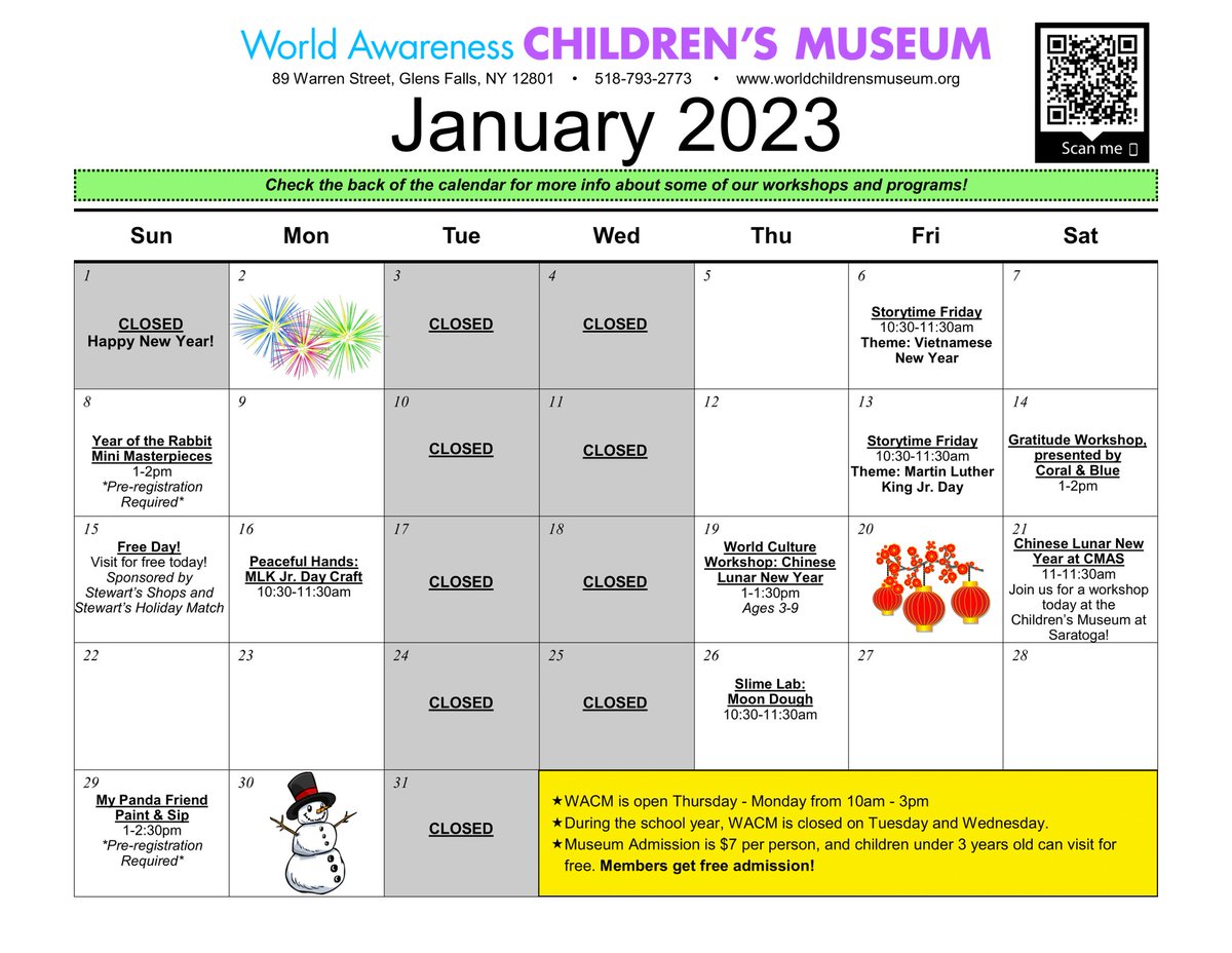 We're ringing in the New Year right here at the World Awareness Children's Museum with a variety of amazing onsite programs in January 2023!
#newyear #glensfalls #childrensmuseum