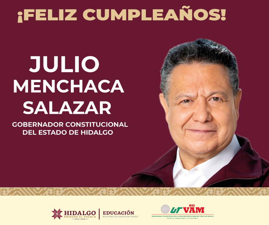 La comunidad #UTVAMbis desea un feliz cumpleaños al Gobernador Constitucional del Estado de Hidalgo Julio Menchaca Salazar.
¡Muchas felicidades!   
#UTVAMbis