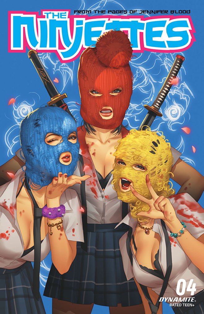 DynamiteComics's tweet photo. Ninjettes #4 will be in shops this week with covers by Leirix, Jonathan Lau, Vincenzo Federici, Sebastian Piriz and a cosplay cover by Rachel Hollon.
#ninjettes #fredvanlente #josephcooper
https://t.co/gkoTwDRjbH https://t.co/IRFUtL2yQU