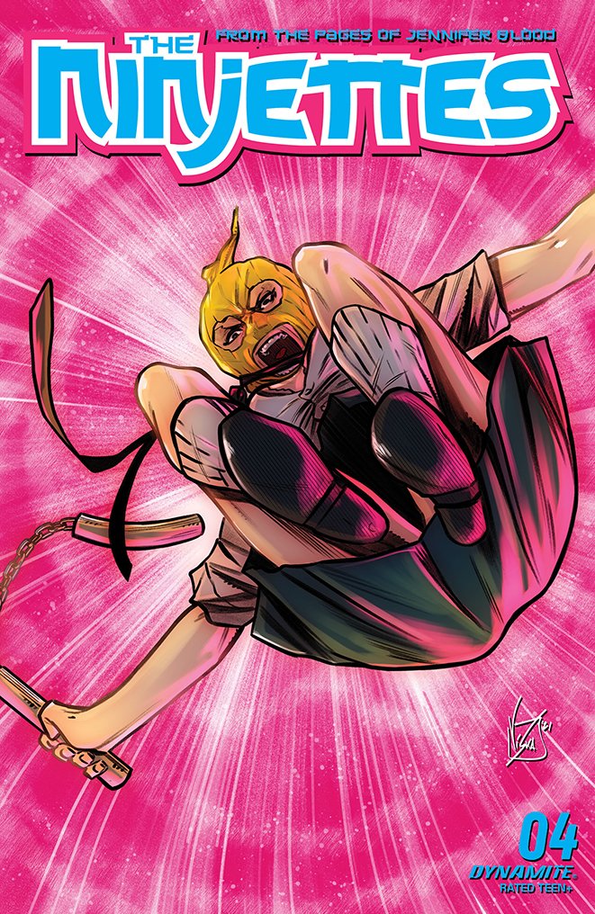 DynamiteComics's tweet photo. Ninjettes #4 will be in shops this week with covers by Leirix, Jonathan Lau, Vincenzo Federici, Sebastian Piriz and a cosplay cover by Rachel Hollon.
#ninjettes #fredvanlente #josephcooper
https://t.co/gkoTwDRjbH https://t.co/IRFUtL2yQU