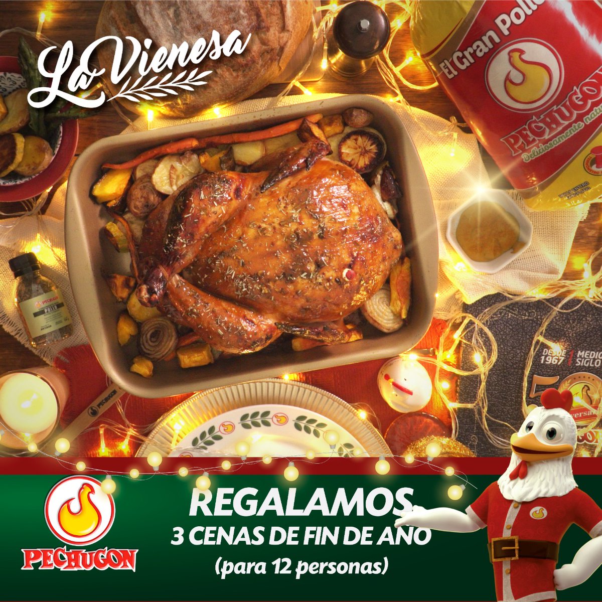PechugonPy's tweet photo. ¡REGALAMOS 3 CENAS DE FIN DE AÑO! (para 12 personas), 1 en FB, 1 en IG y 1 en TW.
.
1️⃣ Seguí a @la_vienesa y a @pechugonpy
2️⃣ Dale MG a la publicación 
3️⃣ Etiquetá a 2 personas
.
Se darán a conocer a las personas que se llevan las cenas el viernes 30 de diciembre por la mañana. https://t.co/fjPYHUX1gy