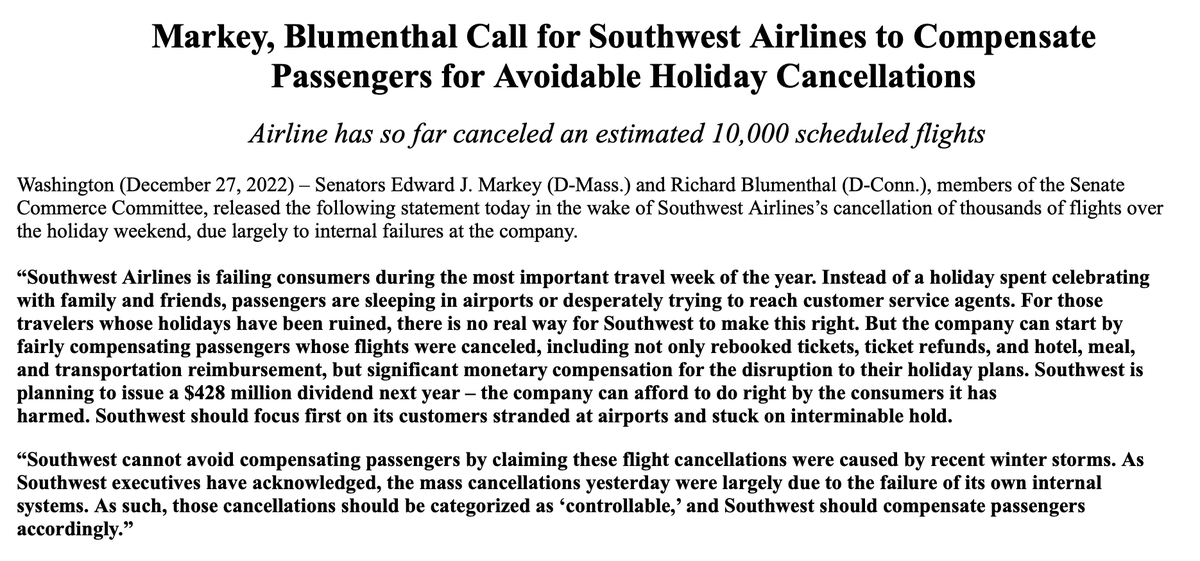Lauren Fox on Twitter "INBOX Senators calling for Southwest to pay