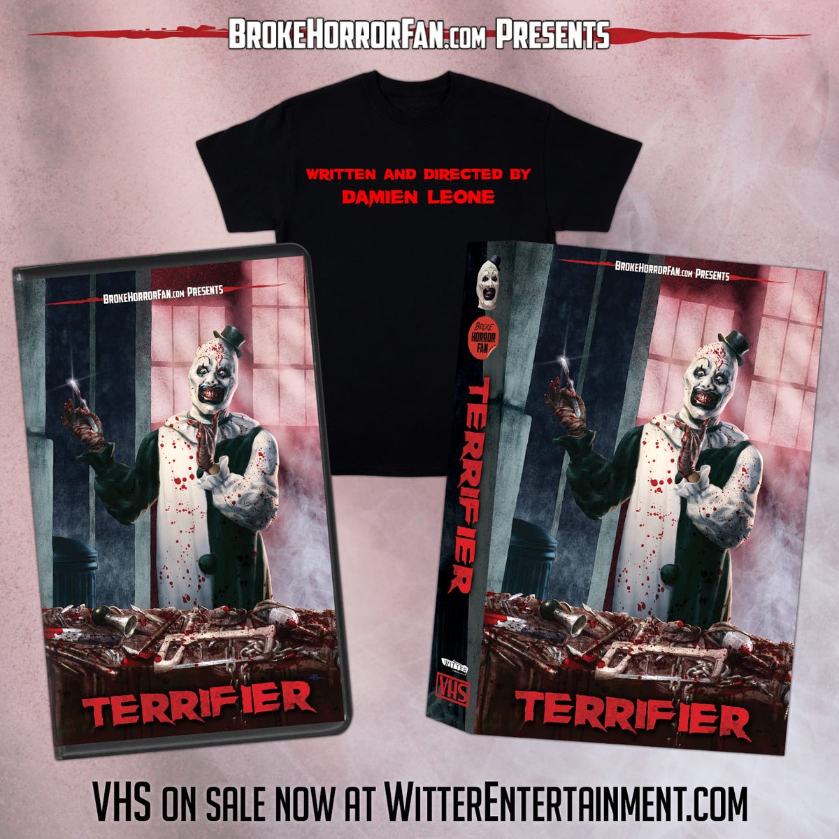 Broke Horror Fan presents Terrifier &amp; Terrifier 2 on VHS!

Standard &amp; big box editions, plus the official <a href="/damienleone/">Damien Leone</a> tribute shirt, on sale now at WitterEntertainment.com
