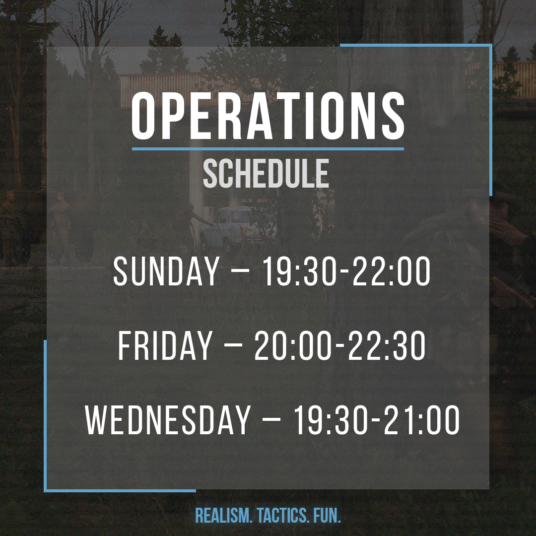 In 3CB, we run three operations a week that vary in realism, tactics and fun ℹ️ Check out our schedule below #Arma3 #3CB