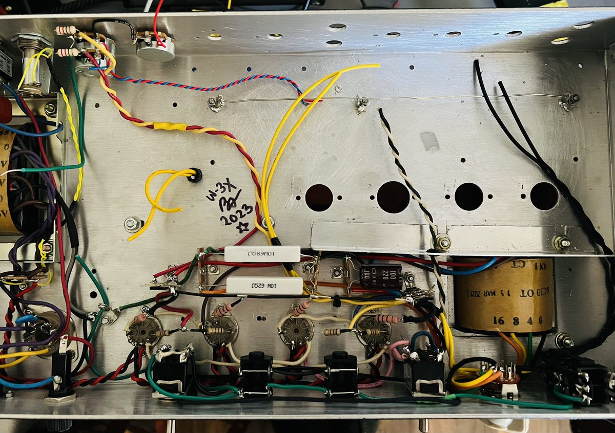 Whitakeramps's tweet photo. I have kind of started over on the W-3X Lorelai. I made so many mistakes, the only way to learn was to tear it down. Building back with a more point-to-point approach. 2023 is going to be a doozy! https://t.co/JGfQJ3kODg