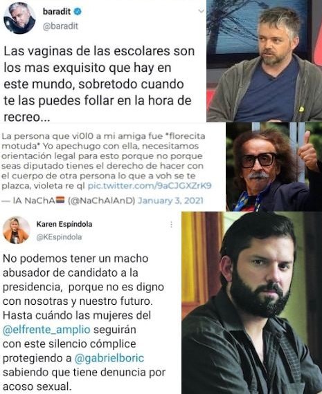 MRS1RD's tweet photo. @GloriaHutt @filosofiauchile @evopoli @filosofiauchile @uchile ASQUE-ROSOS, PERVER-TIDOS. CON LOS NIÑOS NOOOOO. TAMPOCO EL ESI 🤬🤬🤬🤬 #Pedofiliaescrimen #pedofilos #graupedofila
No olvidar a sus amigues @Baradit_Jorge y @GabrielBoric https://t.co/hie5ccF3Yt