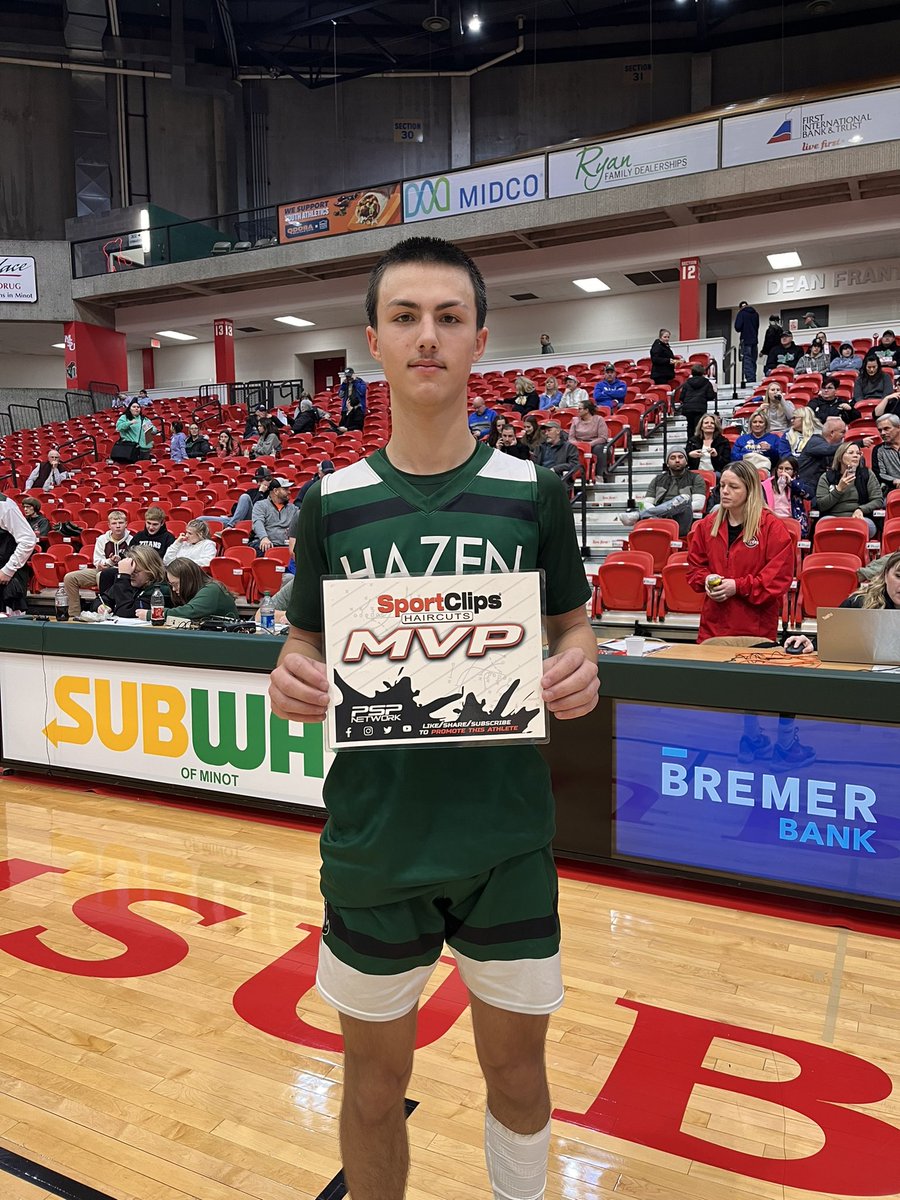 Congrats to Talan Batke from the Hazen Bison! His 25 points made him out Sport Clips Haircuts MVP of the game! Hazen downed Westhope-Newburg 51-49 

Watch the entire Dale Brown Classic, including the replay at:

⏪📺📲💻 youtu.be/WMvlYvxPO00