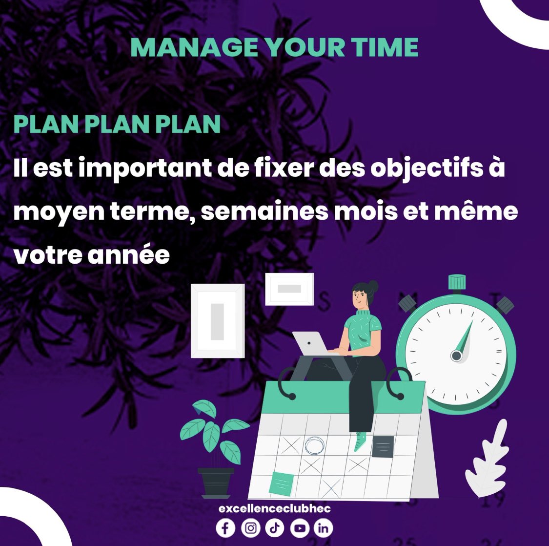 excellence_hec's tweet photo. Chacun d’entre nous doit comprendre la valeur du temps si il veut réussir dans tous les aspects de la vie.

Nous vous partageons donc  quelques tips pour mieux gérer votre temps
 
Suivez les commentaires 😍 ! 
#ExcellenceclubHEC
#time_management https://t.co/kfumcWSb5t
