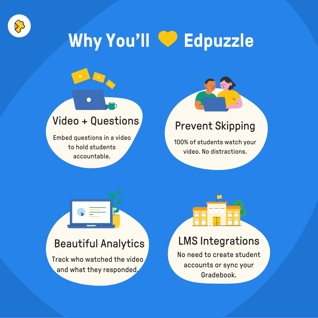 What's not to love? 

🎥 Interactive video lessons
💻 Student-paced learning 
📊 Easy-to-read data analytics
🔗 Seamless LMS integration

What do you 💛 about Edpuzzle? Tell us 👇.