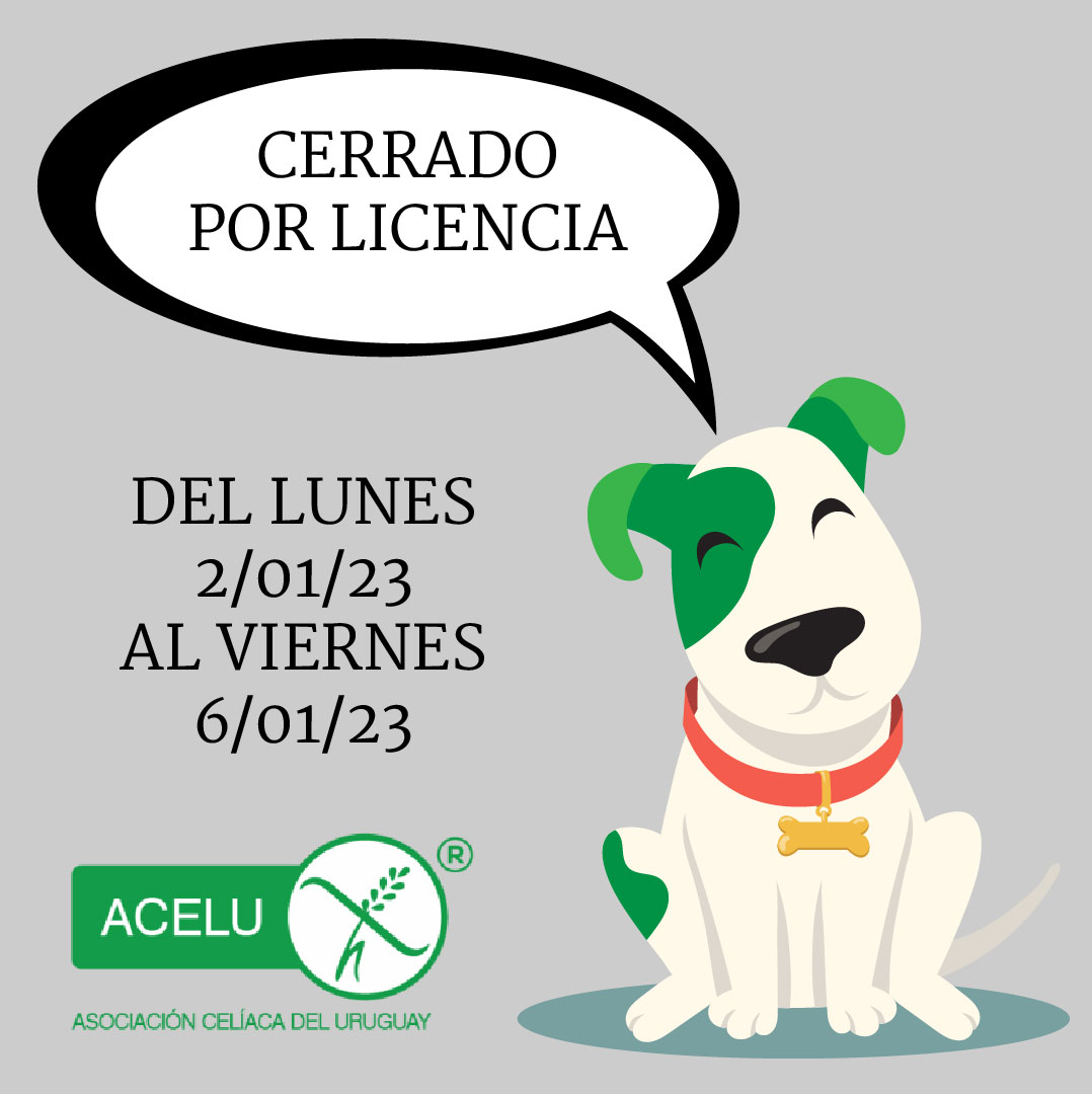 Estimados amigos: les informamos que la Asociación permanecerá cerrada por licencia del personal desde el lunes 2 de enero de 2023 hasta el viernes 6 de enero de 2023 inclusive.

Buena semana para tod@s!🥰

#acelu #libredegluten #celiacos #cooperación

acelu.org