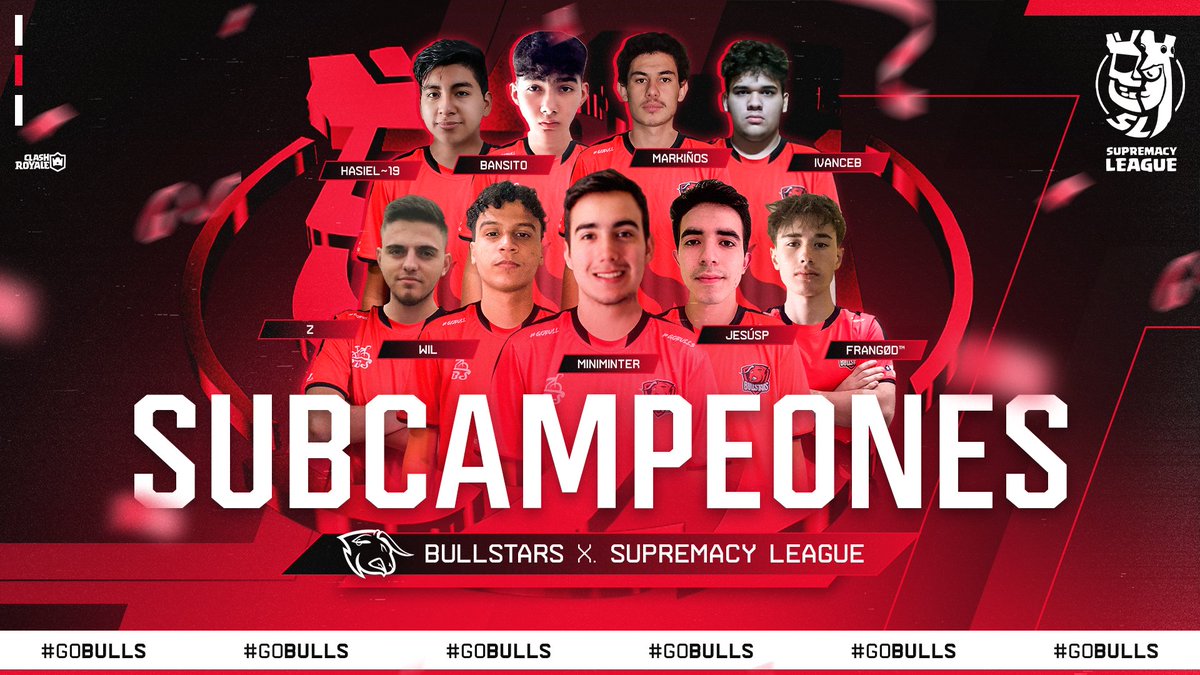 #CR • ¡ Somos Subcampeones !

Una gran competencia dónde dimos lo mejor de nosotros durante toda la edición, agradecemos a la organización por toda su atención 🙌.

Estamos más que orgullosos de nuestros toros🐂❤️.

🏆 <a href="/CR_Supremacy/">Supremacy League</a>
❌ <a href="/SKCalalas/">SKCalalas</a>
📊 0 × 3

#GoBulls🐂