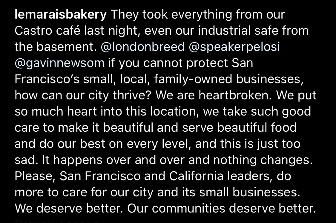 My corner bakery got robbed *again* last night and everyone is just tired and angry <a href="/RafaelMandelman/">Rafael Mandelman</a> <a href="/LondonBreed/">London Breed</a> <a href="/hknightsf/">Heather Knight</a>