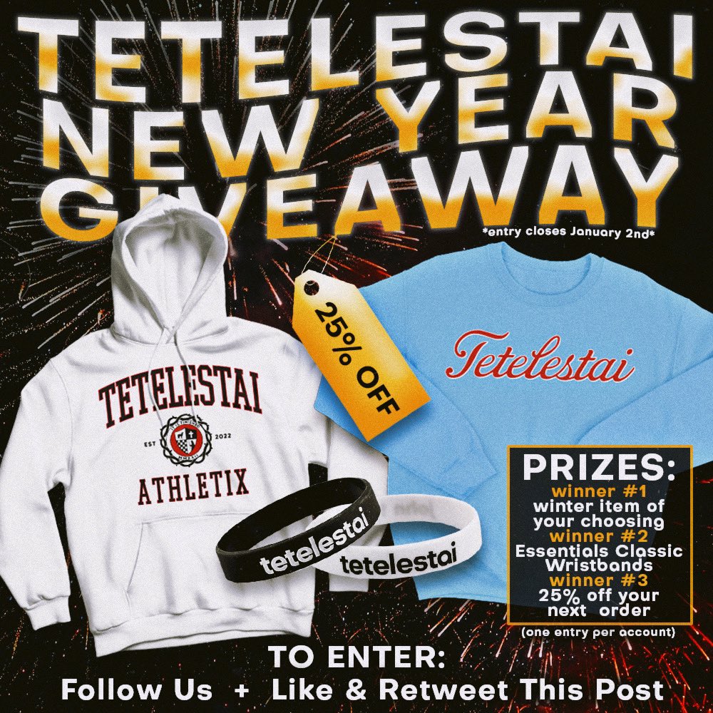 tetelestai_atx's tweet photo. NEW YEAR GIVEAWAY‼️ We will be selecting three winners at random. Be sure to follow us and like &amp; RT to be entered! God bless and remember: #itisfinished https://t.co/bkiSvU8dr6