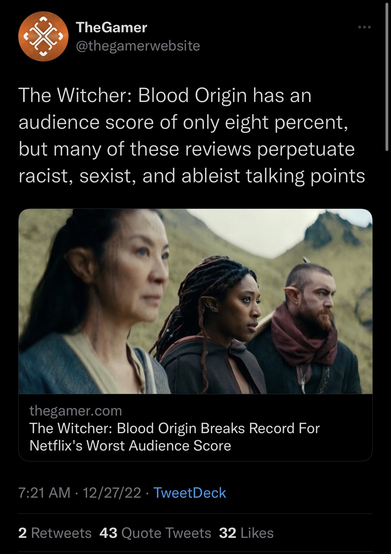 The Witcher: Blood Origin' Has Netflix's Worst Audience Scores Of All Time