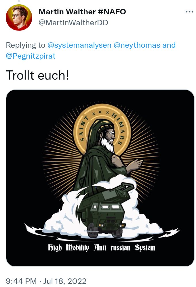 systemanalysen's tweet photo. @MartinWaltherDD @LuggiSchimmel @doc_ecmo Bei dir reichen deine HIMARS u.a. "Anbetungen", um die meisten zu überzeugen, dass da "etwas ganz arg schief" - vergleichbar mit einer Art  religiösem Wahn läuft... https://t.co/5qRhet2k0j
