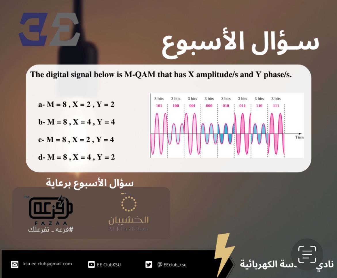EEC_KSU's tweet photo. جيناكم بسؤال الأسبوع الرابع لهذا الفصل الدراسي❓⚡️

سيتم السحب على جائرة🏆

📆آخر موعد للإجابة يوم السبت تاريخ: 31/12/2022

📎للإجابة على السؤال :
https://t.co/grekamTCxv
برعاية : 
-  شركة فزعة للشواحن @FAZAATM
 للشواحن المتنقلة

- الخشيبان للسبح @kksskk20061 https://t.co/VV7JuA4FdY