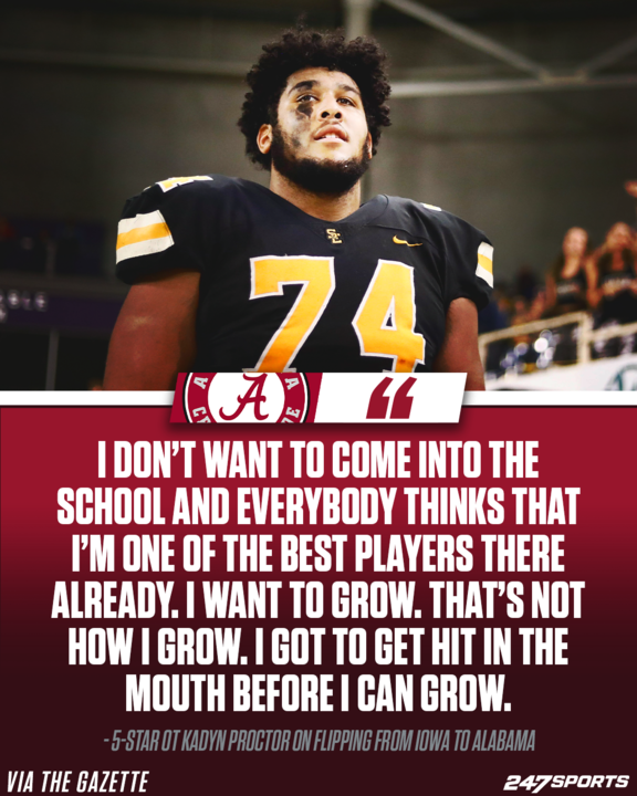 Kadyn Proctor, the No. 1 player in Iowa in the Class of 2023, explains his flip from Iowa to Alabama ✍️