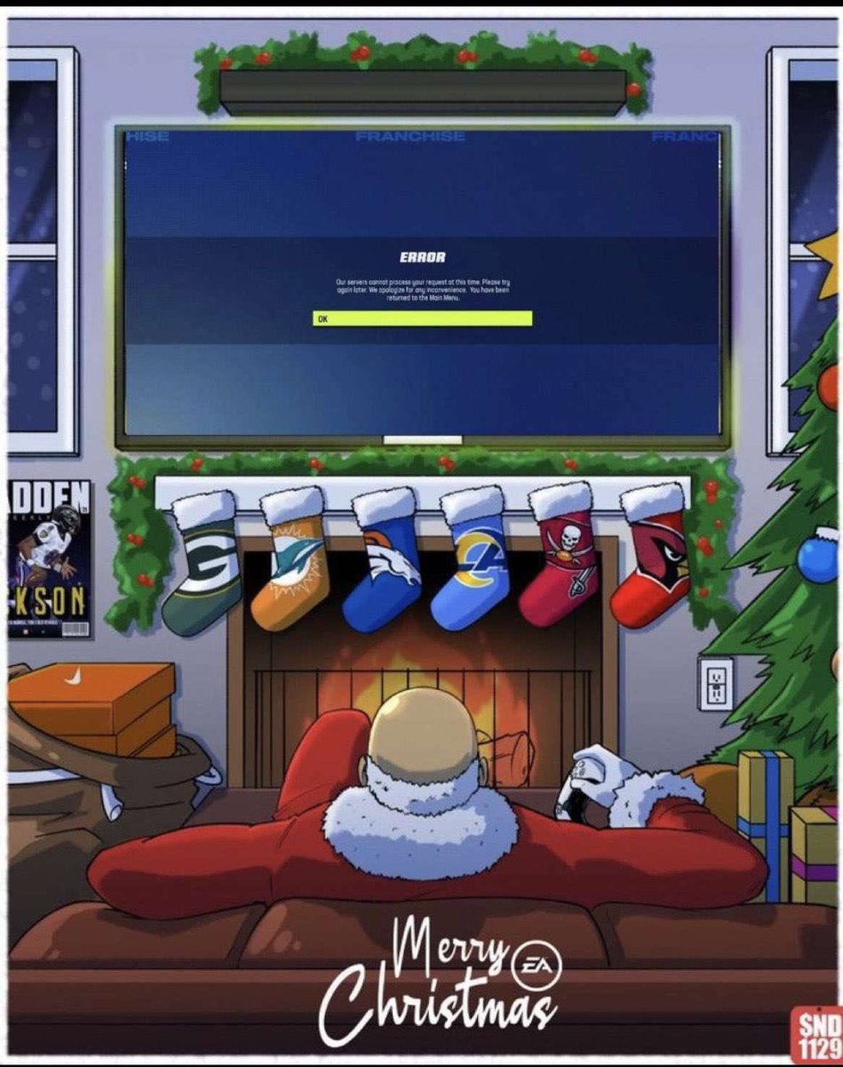 RDFL_Primetime's tweet image. Merry Christmas from @EAMaddenNFL We can’t even play when we are all home for the holidays not at school or work. 
#error #FixMaddenFranchise #nfldropea